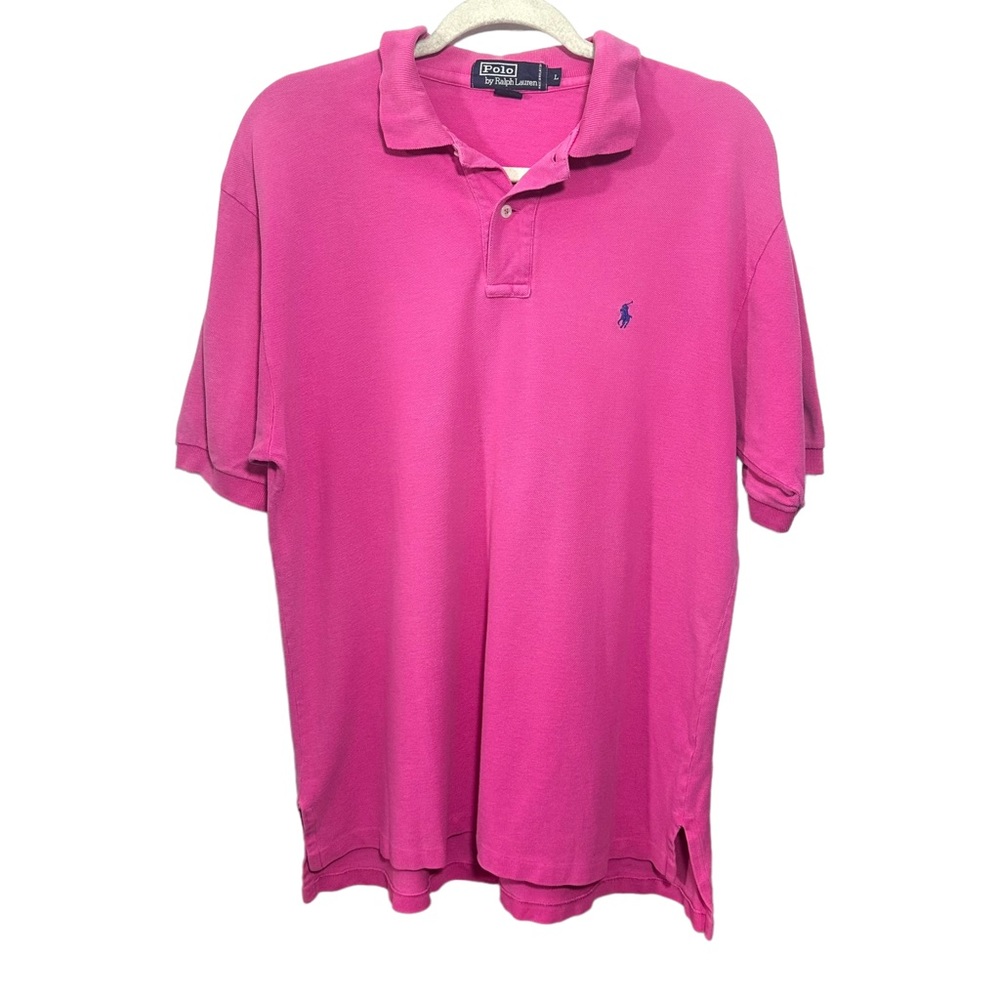 Polo Ralph Lauren Mens Sz L Large Pink Polo Short Sleeve Collared Top Logo Shirt